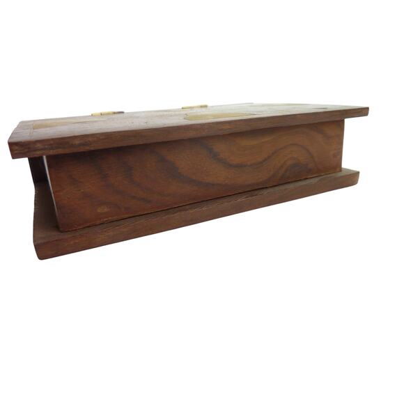 Vintage Secret Book Wood Hidden Treasures Inlaid Brass - Picture 6 of 6